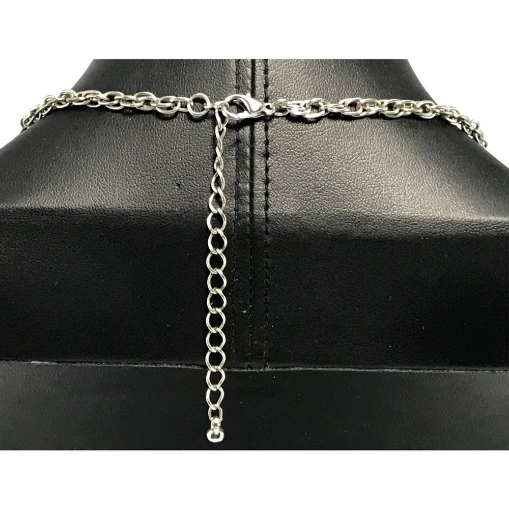 Fringed Chain Mesh Bib Necklace Cluster Faux Pearls Crystals and Rhinestones - Picture 3 of 3